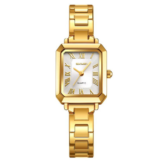 SKMEI 2582 Elegant Ladies Square Watch Stainless Steel Strap 30m Life Waterproof Quartz Watch