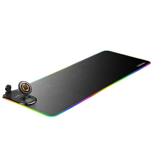 3 In 1 Magnetic Wireless Charging Station RGB Mouse Pad 15W Fast Wireless Charger Desk Mat For Phone, Watch, AirPods