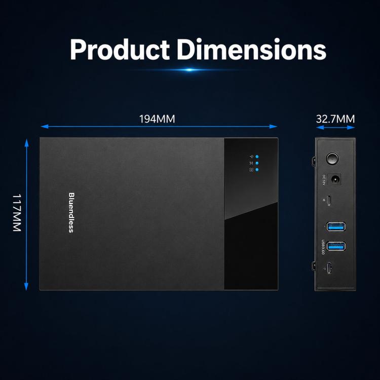 Blueendless 3.5/2.5 Inch SATA External Hard Drive Enclosure With Built-In USB 3.0 Hub USB To SATA HDD SSD Case Max 20TB, US Plug, EU Plug, UK Plug