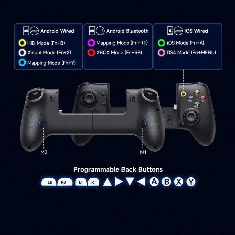 EasySMX M20 USB-C Mobile Gaming Controller with Hall Effect Sticks RoSync Rotating ABXY Layout 1000Hz Polling Rate, M20