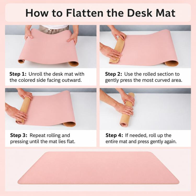 Crazy Horse Leather And Cork Desk Pad Stitched Edge Desk Mat With Matching Strap, 60x30cm, 70x35cm, 80x40cm, 90x45cm, 100x50cm, 120x60cm