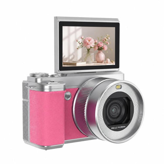 5K 18X Zoom Vlogging Camera With 180-Degree Flip Screen Dual Lens 80MP Digital Camera 32GB Card