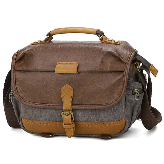 Vintage Waterproof Canvas Camera Messenger Bag DSLR Mirrorless Shoulder Case