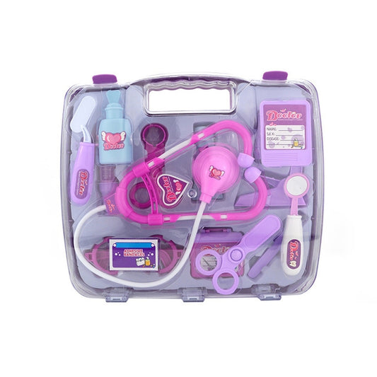 Ensemble de stéthoscopes de simulation, boîte de médicaments portable, jouet de jeu de rôle pour enfant (stéthoscope violet), ensemble de stéthoscopes (bleu)