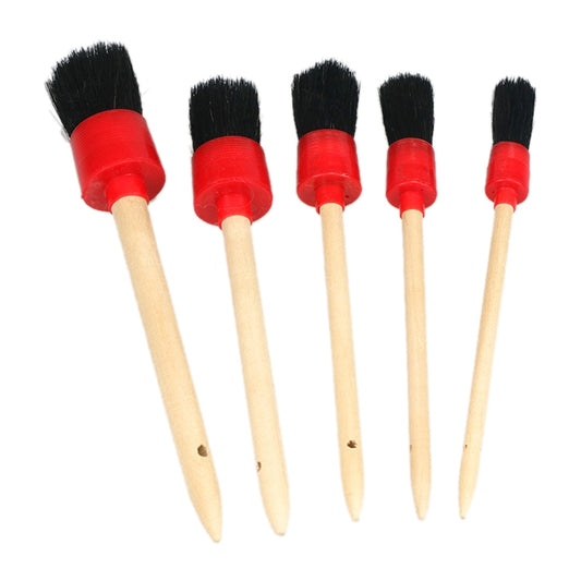 Brosses de nettoyage de détail de voiture 5 pièces, poils de sanglier naturels, outils de détail automatique, produits pour roues et tableau de bord, 5 en 1 Noir, 5 en 1 Blanc, 5 en 1 Couleurs aléatoires