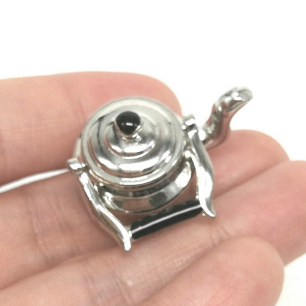 Bouilloire miniature en métal pour maison de poupée, jouet de cuisine classique, bouilloire en métal