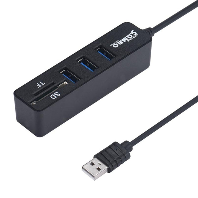 2 in 1 USB 2.0 480Mbps 3 Ports HUB COMBO + Micro SD / T-FLASH SD / SDHC / SDXC Card Reader for Windows XP / Vista / 8.1 / 7 / 8, MAC, etc, USB 2.0 (Black)