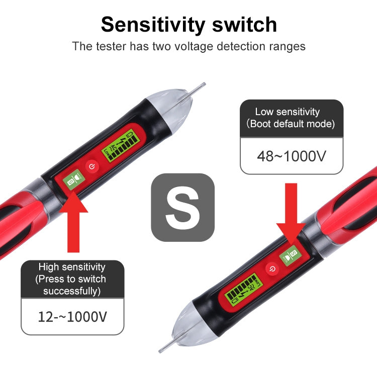 WINTACT WT3010 LED AC Voltage Tester Non-Contact Detector Pen 12-1000V AC Voltage Detector, WINTACT WT3010
