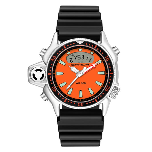 SANDA 3008 Montre-bracelet numérique multifonctionnelle pour homme, sports de plein air, lumineuse, étanche 50m