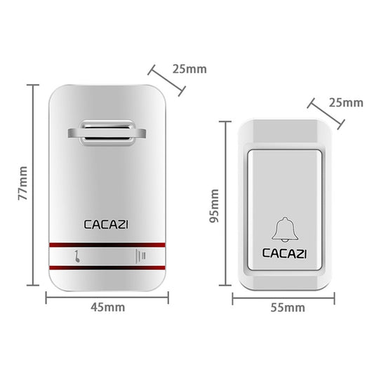CACAZI V027G Sonnette sans fil électronique cinétique auto-alimentée, un bouton, un récepteur, prise britannique, 1 bouton 1 récepteur