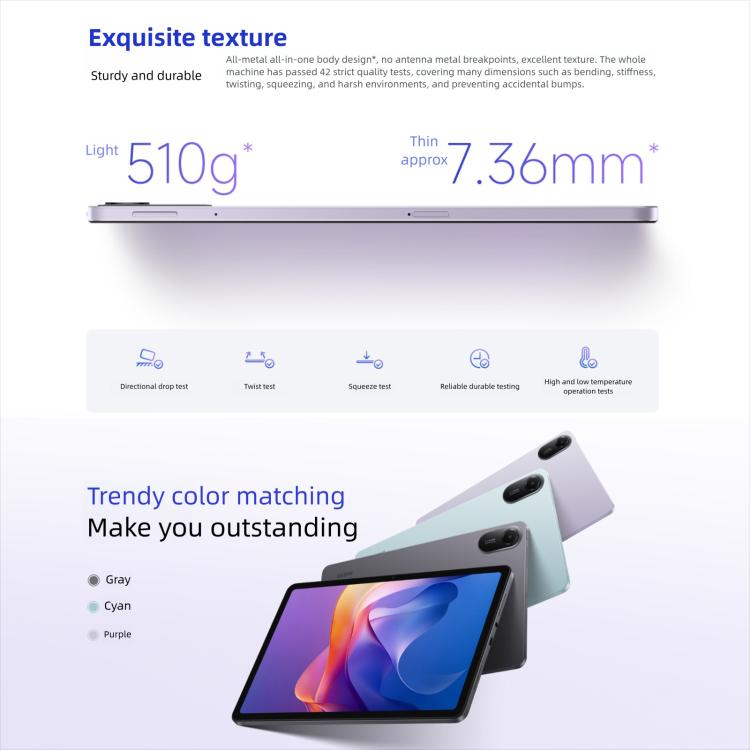 REDMI Pad 2 11 inch Tablet PC, 8GB+256GB, HyperOS 2, MediaTek G100-Ultra Octa Core CPU, 8GB+256GB