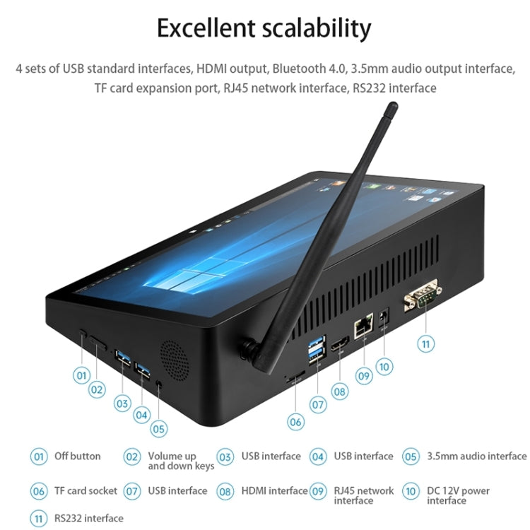 PiPo H10PRO All-in-One Mini PC, 10.1 inch, 16GB+128GB+512GB, Windows 11 Intel Alder Lake N100 Quad Core, US Plug