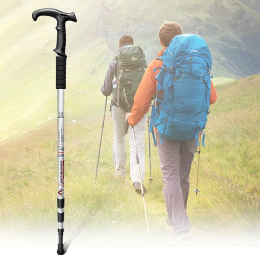 Bâton de trekking télescopique d'extérieur à trois sections de 132 cm, rouge #132cm, bleu #132cm, argent #132cm, noir #132cm