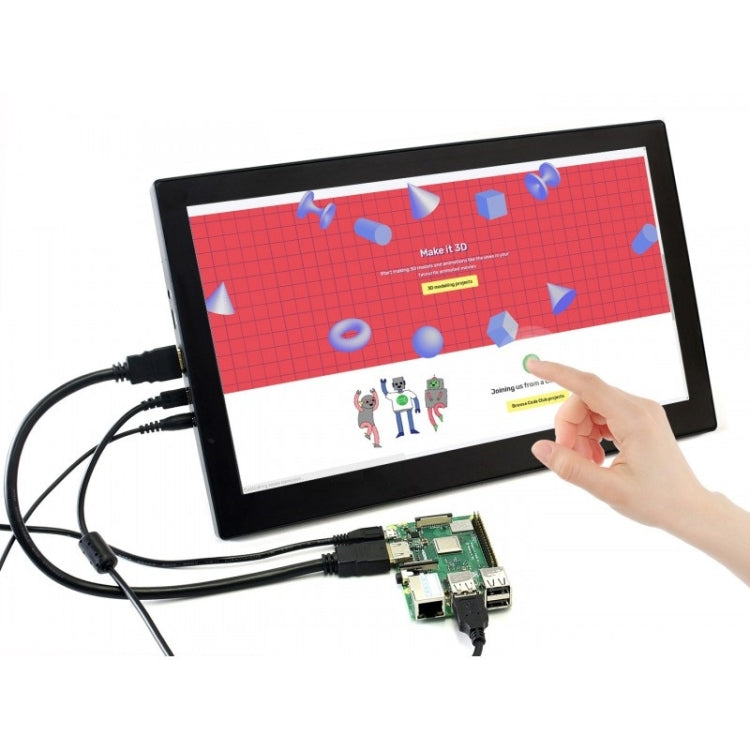 Waveshare 13.3 inch IPS 1920x1080 Capacitive Touch Screen LCD with Toughened Glass Cover, Supports Multi mini-PCs, Multi Systems, 13.3 inch