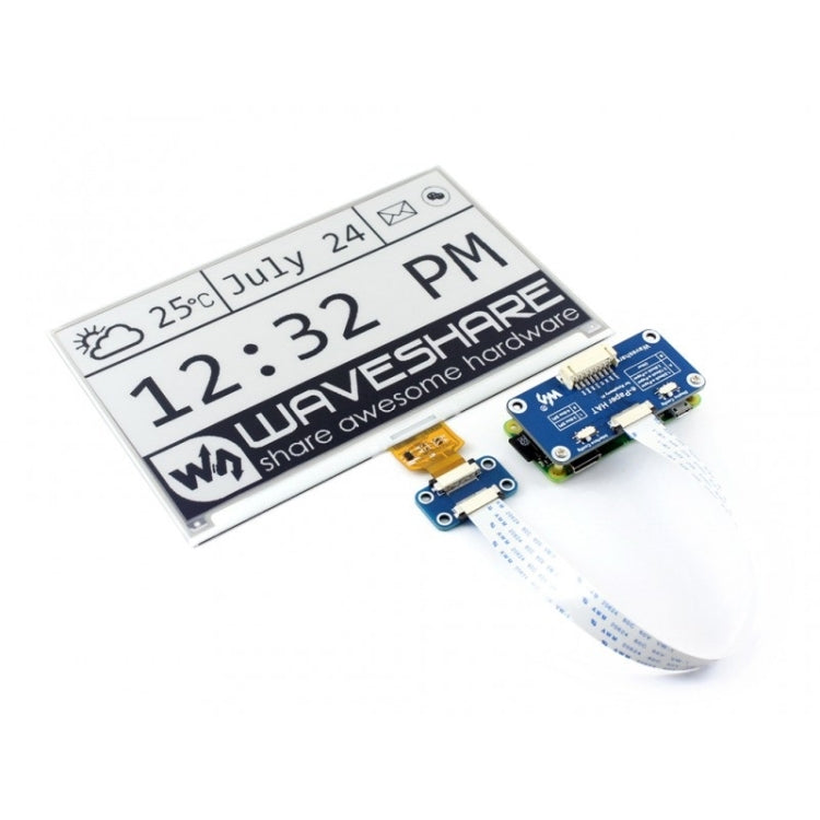 Waveshare 7.5 inch 800x400 Pixel E-Ink Display HAT for Raspberry Pi, 13504