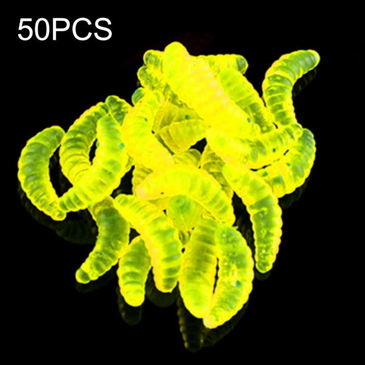 HENGJIA SO106 50 Pièces 20mm Vers d'Appât en Pain de Simulation Leurre Souple Croissant Appât Ver de Poisson à Cheval Matériel de Pêche