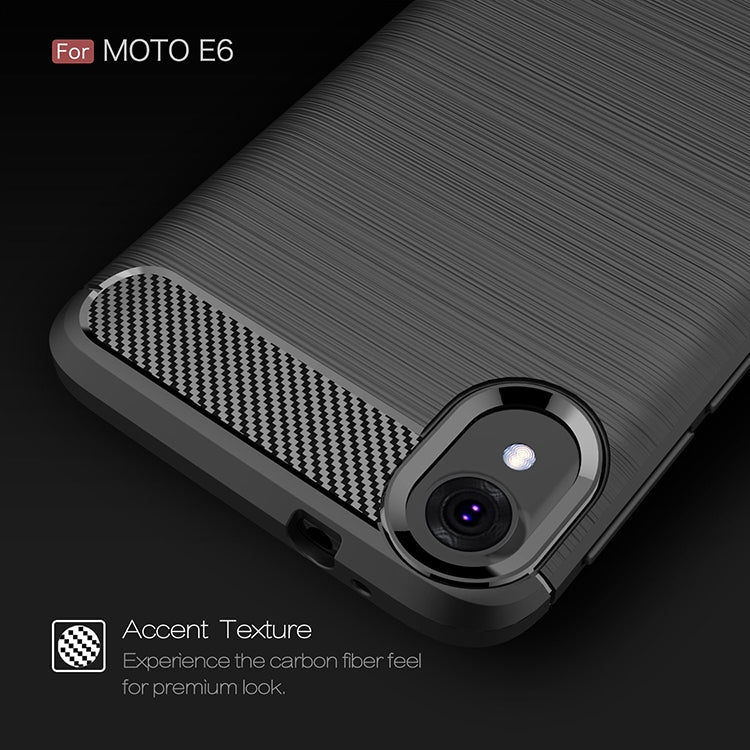 Brushed Texture Carbon Fiber Shockproof TPU Case for MOTO E6, For MOTO E6