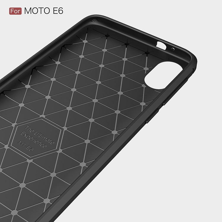 Brushed Texture Carbon Fiber Shockproof TPU Case for MOTO E6, For MOTO E6