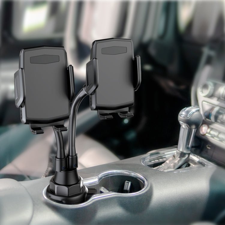 A080+X908 Car Cup Double Mobile Phone Holder Mount Adjustable Cradle Bracket, A080+X908 - ORIWHIZ
