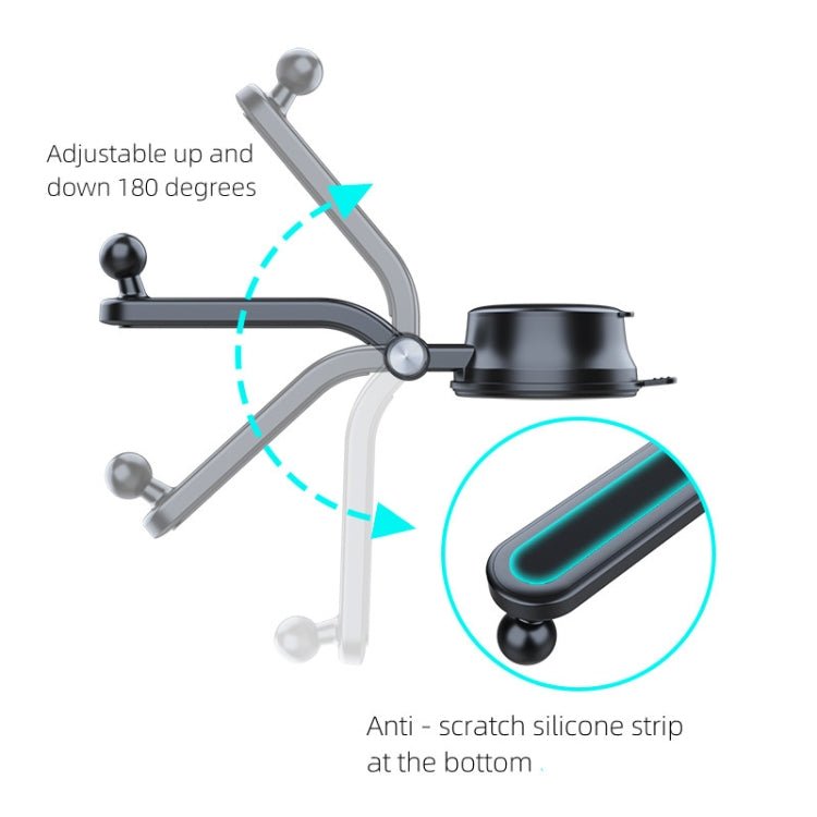 A190+X157 Car Phone Holder Dashboard Sucker Mount Stand Retractable Clamp Arm, A190+X157 - ORIWHIZ