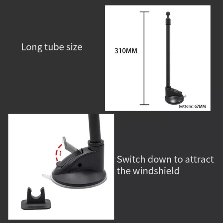 A190+X35 Car Phone Holder Windshield Sucker Mount Bendable Long Arm Stand, A190+X35 - ORIWHIZ