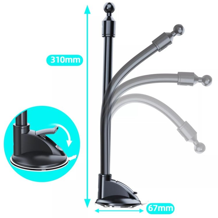 A190+X35 Car Phone Holder Windshield Sucker Mount Bendable Long Arm Stand, A190+X35 - ORIWHIZ