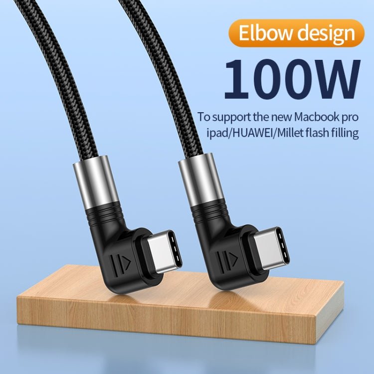 A9 100W USB - C/Type - C to USB - C/Type - C Double Elbow Data Cable, 0.5m, 1m, 2m, 3m - ORIWHIZ