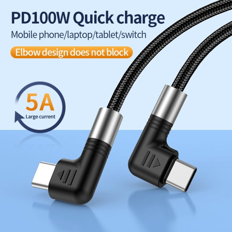 A9 100W USB - C/Type - C to USB - C/Type - C Double Elbow Data Cable, 0.5m, 1m, 2m, 3m - ORIWHIZ