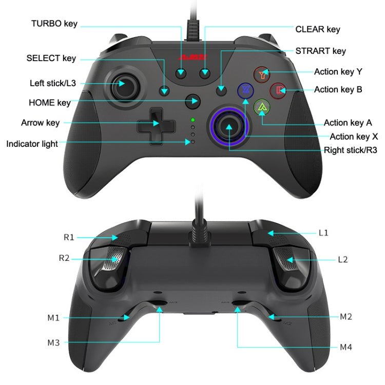 Ajazz AG110 Wired Vibration Sensing Gamepad For Xbox, Cable Length: 2m, AG110(Black), AG110(White Blue) - ORIWHIZAjazzMicroSoft AccessoriesMicroSoft Accessories Gamepad