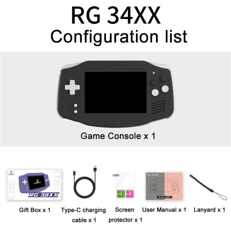 ANBERNIC RG 34XX Handheld Game Console Classic Retro Wireless WIFI Video Gaming Player, Standard 32G - Without Game, Standard + 64G, Standard + 128G, Standard + 256G - ORIWHIZANBERNICPocket ConsolePocket Console & Accessories