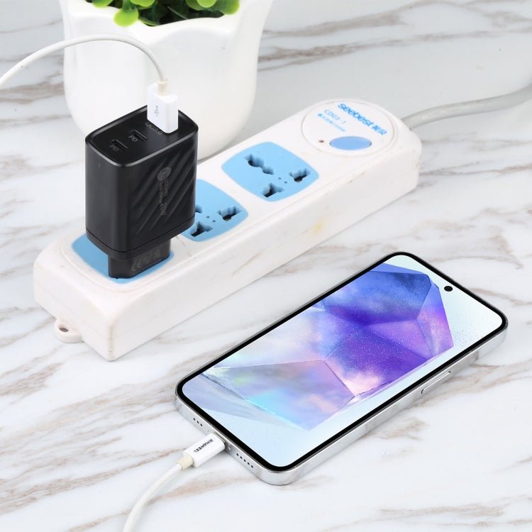 AR - 892 3 in 1 QC3.0 PD20W USB + USB - C / Type - C Wall Travel Charger, EU Plug, UK Plug - ORIWHIZ