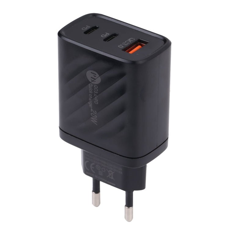 AR - 892 3 in 1 QC3.0 PD20W USB + USB - C / Type - C Wall Travel Charger, EU Plug, UK Plug - ORIWHIZ
