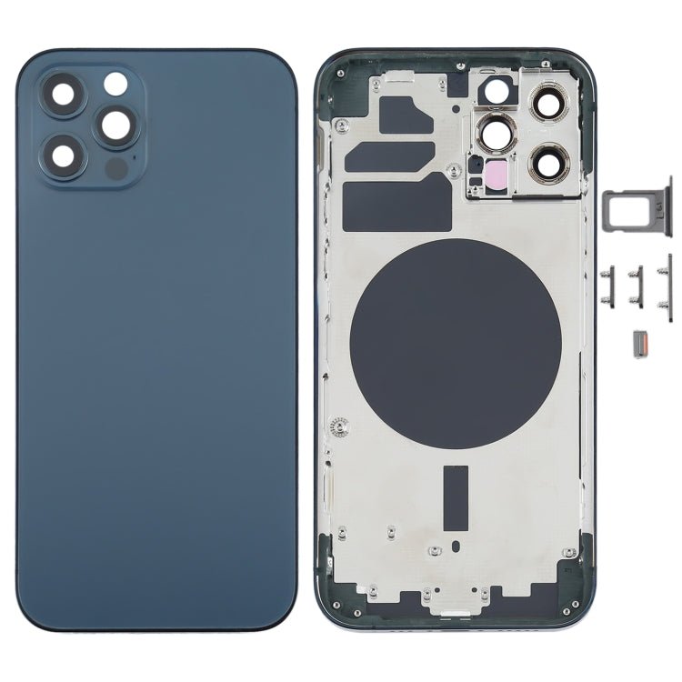 Back Housing Cover with SIM Card Tray & Side Keys & Camera Lens for iPhone 12 Pro(Blue), For iPhone 12 Pro(with SIM Card Tray & Side Keys) - ORIWHIZ