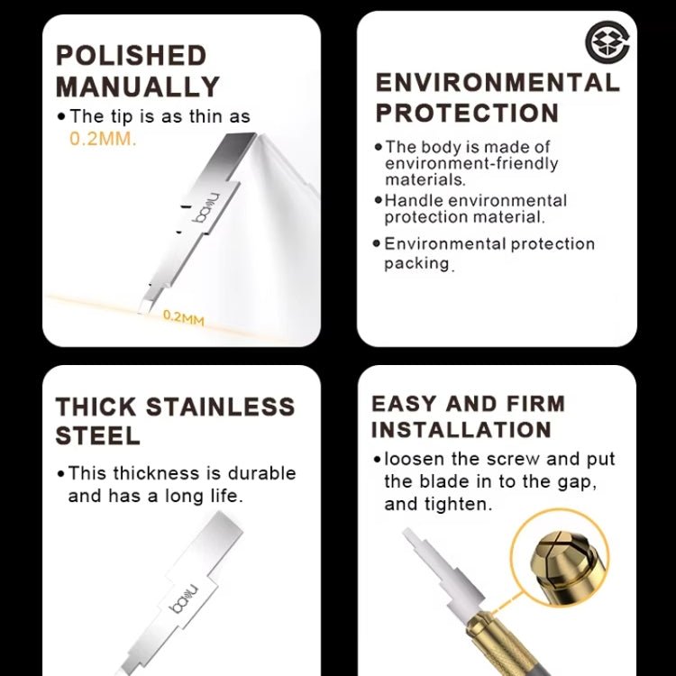 BAKU BA - 214 Multi - Function LCD Repair Scraper 0.2mm Thickness Screen CPU Glue Remover Tool, BA - 214 - ORIWHIZ