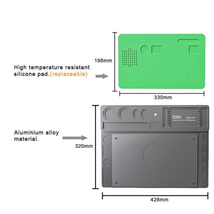 BAKU BA - 692 2 In 1 Microscope Maintenance Insulation Pad Aluminum Alloy Silicone Work Mat - ORIWHIZ
