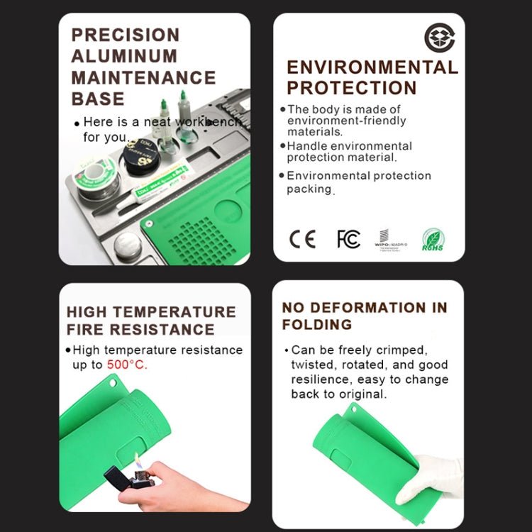 BAKU BA - 692 2 In 1 Microscope Maintenance Insulation Pad Aluminum Alloy Silicone Work Mat - ORIWHIZ