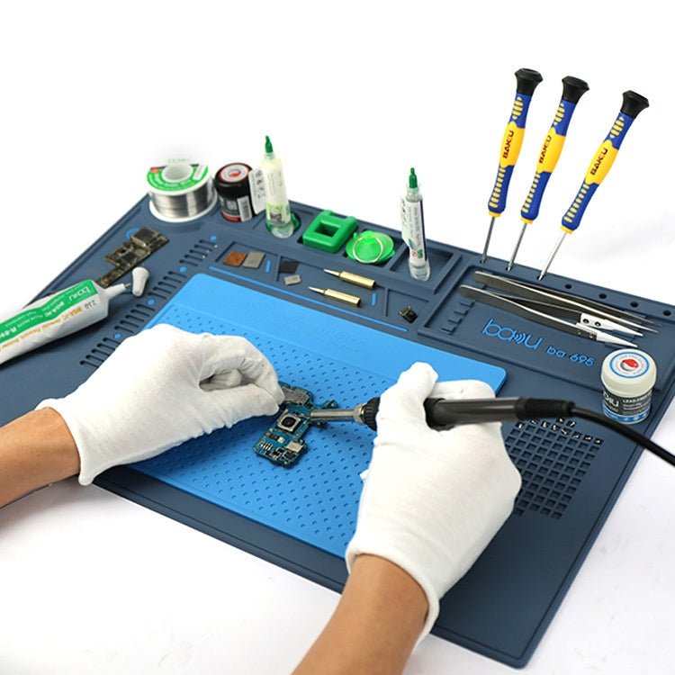 BAKU BA - 695 2 in 1 TPR+Silicone Computer Phone Repair Desk Mat Heat Resistant Insulation Mat, BAKU BA - 695 - ORIWHIZ