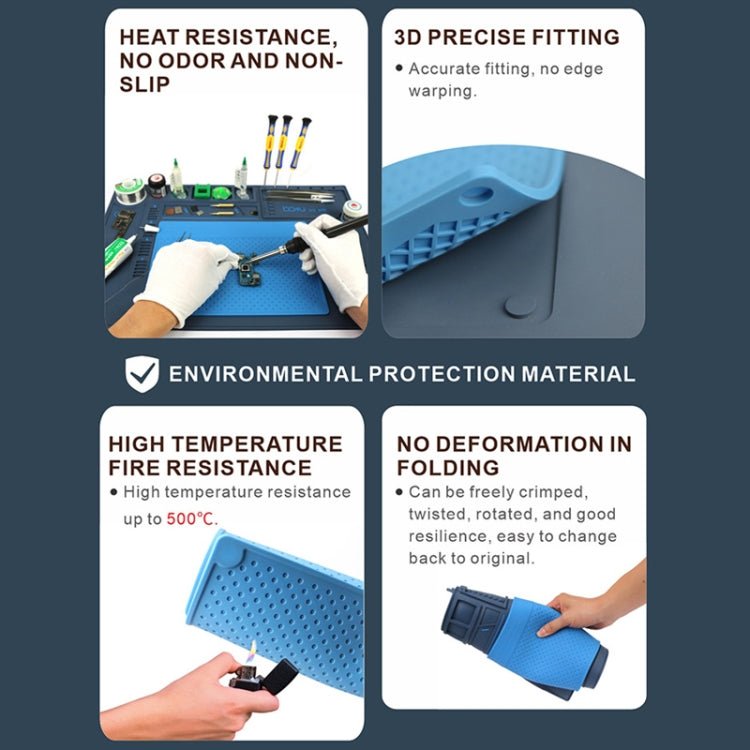 BAKU BA - 695 2 in 1 TPR+Silicone Computer Phone Repair Desk Mat Heat Resistant Insulation Mat, BAKU BA - 695 - ORIWHIZ