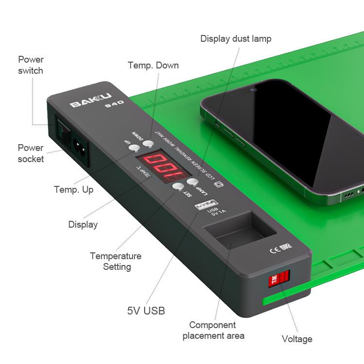 BAKU BA - 940 16 - inch LCD Screen Removal Work Mat With Heating System and Dust Lighting, US Plug, EU Plug - ORIWHIZ