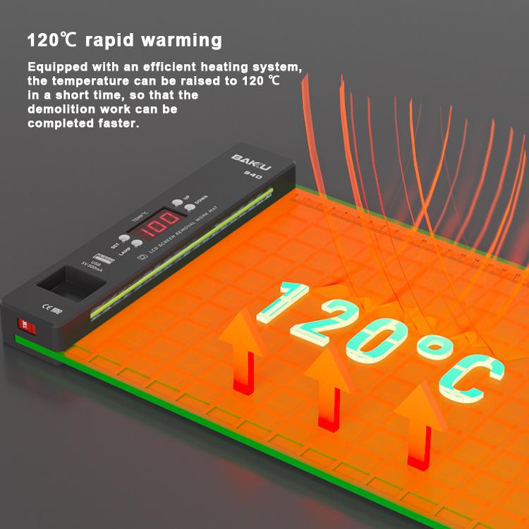 BAKU BA - 940 16 - inch LCD Screen Removal Work Mat With Heating System and Dust Lighting, US Plug, EU Plug - ORIWHIZ