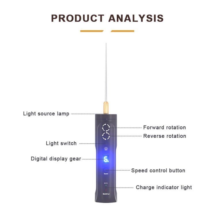 BAKU BK - R12 Electric Glue Remover Phone Repair OCA Glue Removing Tool With Light, BAKU BK - R12 - ORIWHIZ