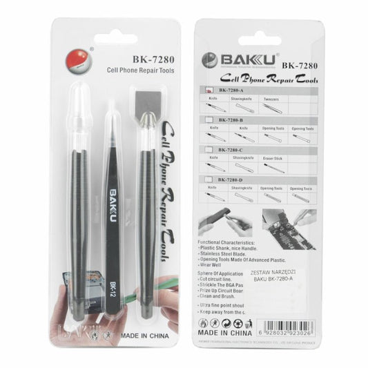 BAKU Solder Slurry Removal Scraper Tweezers Set, BK - 7280 - ORIWHIZ