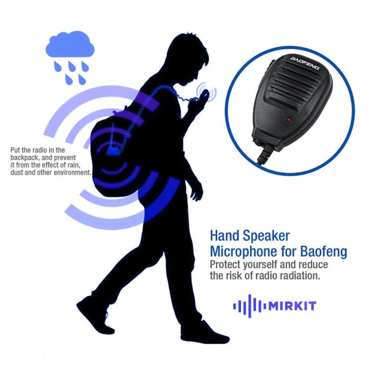 Baofeng Clip - on Speaker Microphone for Walkie Talkies, 3.5mm + 2.5mm Earphone + Mic Plug - ORIWHIZConsumer ElectronicsWalkie TalkieWalkie Talkie Microphones & Headsets