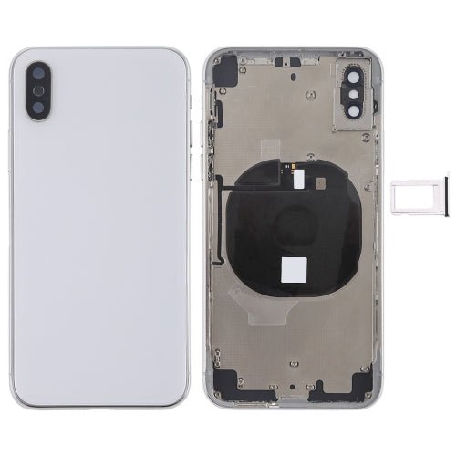 Battery Back Cover Assembly with Side Keys & Wireless Charging Module & Volume Button Flex Cable & Card Tray for iPhone X, For iPhone X (Charging Module), For iPhone X (Full Assembly) - ORIWHIZ
