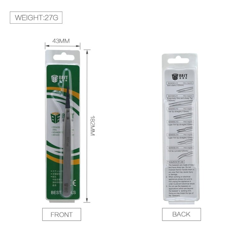 BEST BST - 00 Straight Head Tweezers for Mobile Phone / Computer Repair, BST - 00 - ORIWHIZ