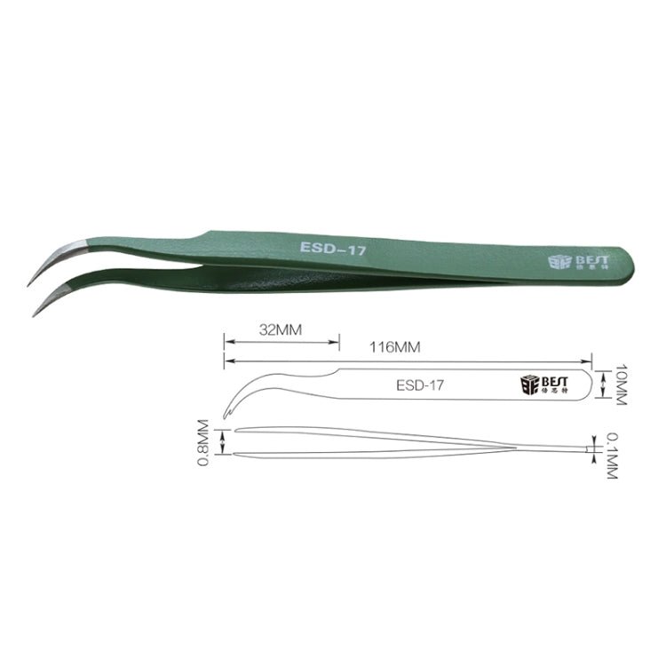 BEST BST - 17 Precision Anti - static ESD Stainless Steel Tweezers, BST - 17 - ORIWHIZ