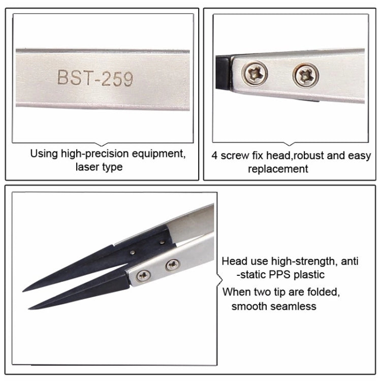 BEST BST - 259 Stainless Steel Snti Static Tweezer, BST - 259 - ORIWHIZ