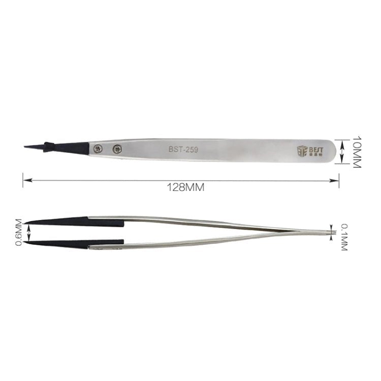 BEST BST - 259 Stainless Steel Snti Static Tweezer, BST - 259 - ORIWHIZ