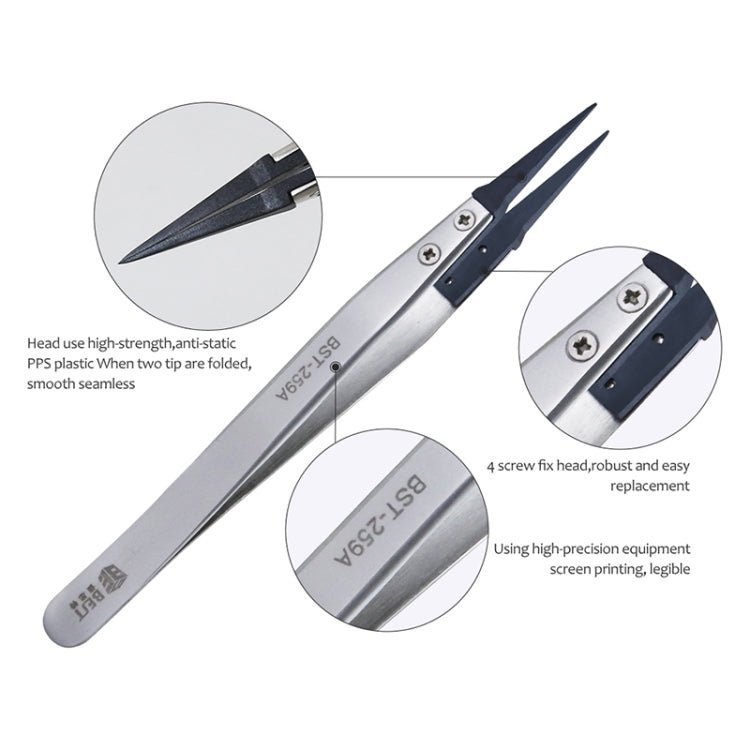 BEST BST - 259A Stainless Steel Snti Static Tweezer, BST - 259A - ORIWHIZ