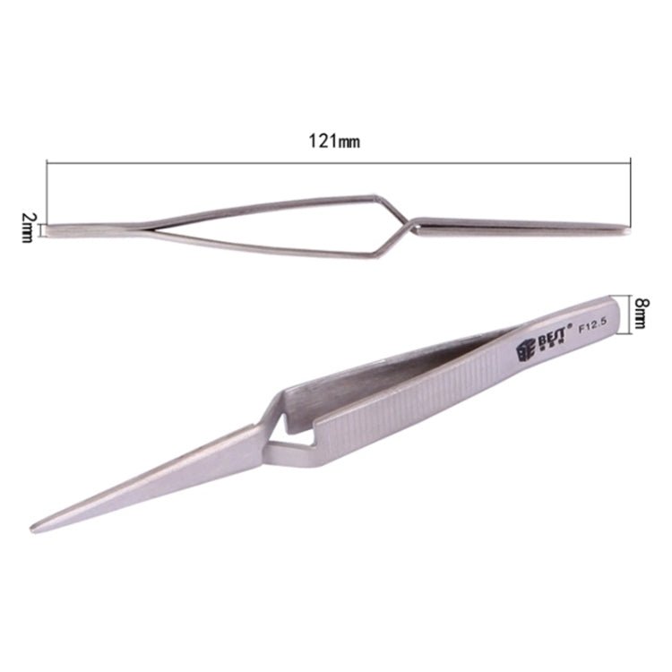 BEST BST - F12.5 Stainless Steel Self Closed Straight Laboratory Tweezers, BST - F12.5 - ORIWHIZ